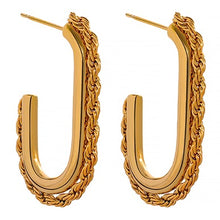 Load image into Gallery viewer, Tres Rope Stud Hoops | 18k Gold plated