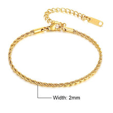 Load image into Gallery viewer, ROPE CHAIN GOLD BRACELET | 18K PLATED