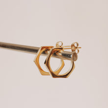 Load image into Gallery viewer, GOLD HEXAGON STUD EARRINGS | 18K GOLD PLATED