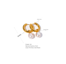 Load image into Gallery viewer, Pearl Charm Hoop Earrings | 18k Gold Plated