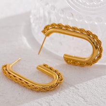 Load image into Gallery viewer, Tres Rope Stud Hoops | 18k Gold plated