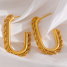 Load image into Gallery viewer, Tres Rope Stud Hoops | 18k Gold plated