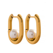 Load image into Gallery viewer, Grace Pearl Hoops | 18k Gold Plated