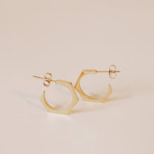Load image into Gallery viewer, GOLD HEXAGON STUD EARRINGS | 18K GOLD PLATED
